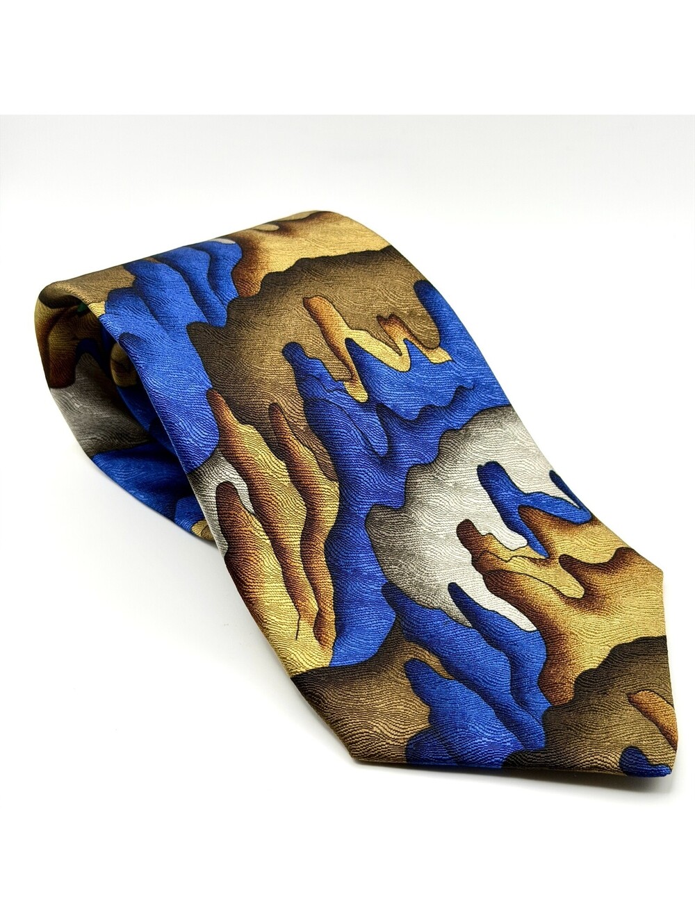 Vintage 90s Jerry Garcia Blue Gold Silk Moon Mountain Tie